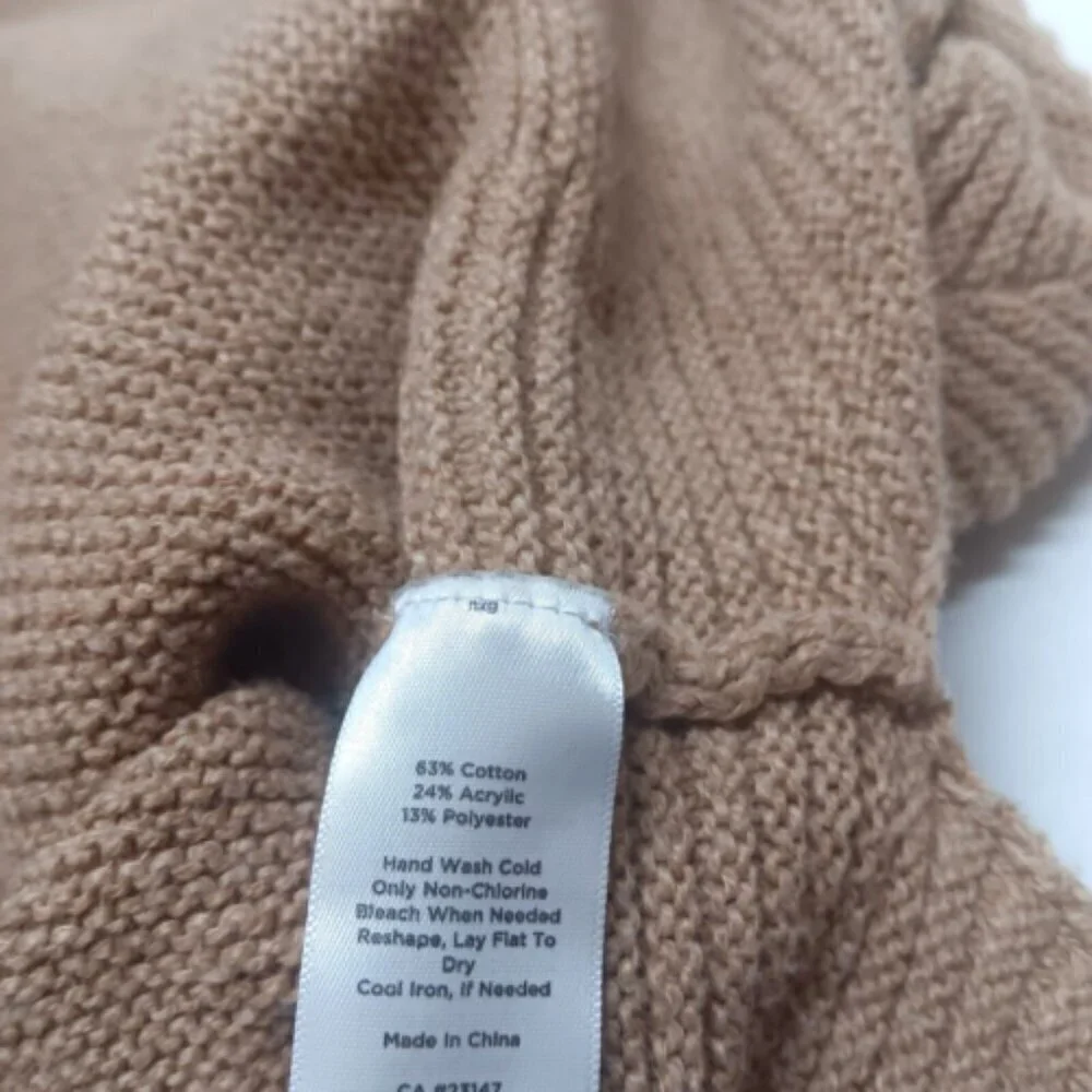 Talbots Ladies Poncho Style‎ Ribbed Camel Pullover Short Sleeve Sweater Medium